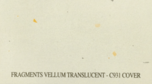 Fragments Vellum Translucent C931 cover weight paper with gold organic fragments and flecks.