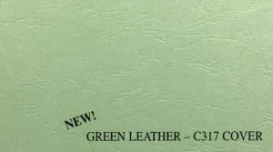 Close-up of Green Leatherette 80 lb Cover Stock C317 showing leather-like embossed texture